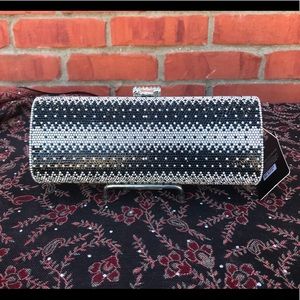 Black and Silver Rhinestoned Evening Clutch